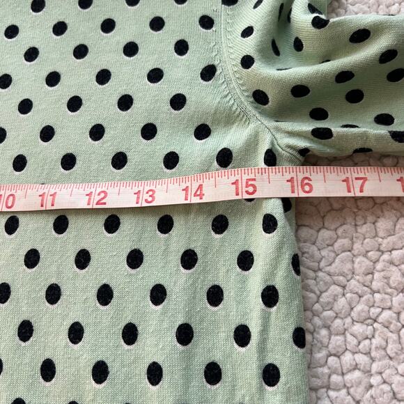 Talbots Mint Green Black Polka Dotted 3/4 Sleeve Tee Size XS - Picture 7 of 8